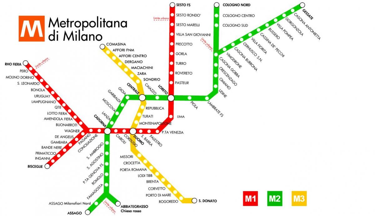 χάρτης του μετρό του μιλάνο