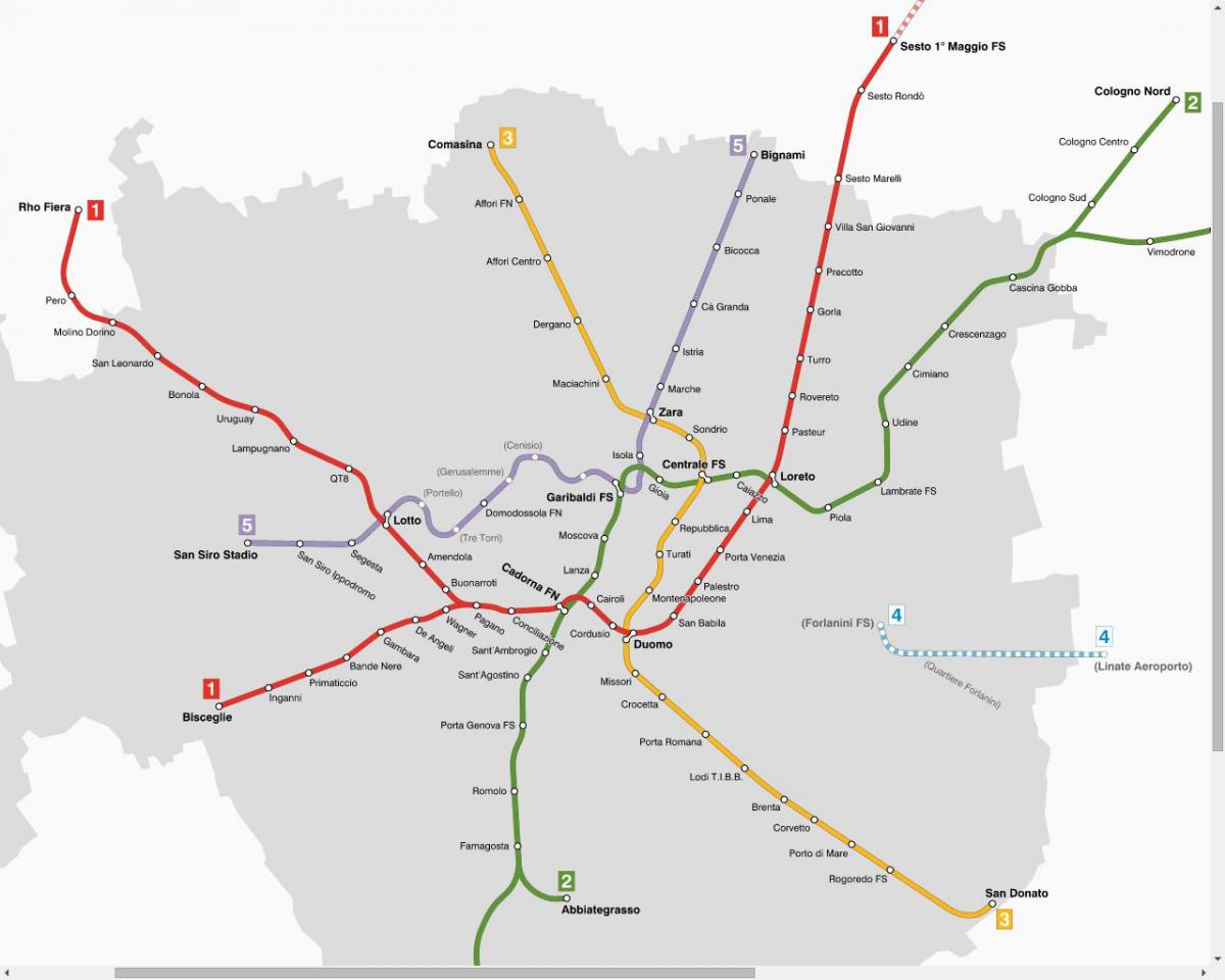 χάρτης του atm milano τραμ
