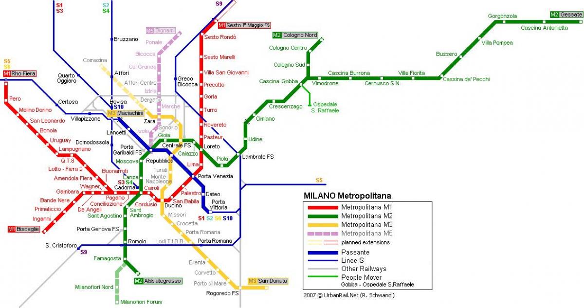 μιλάνο χάρτη του μετρό του 2016