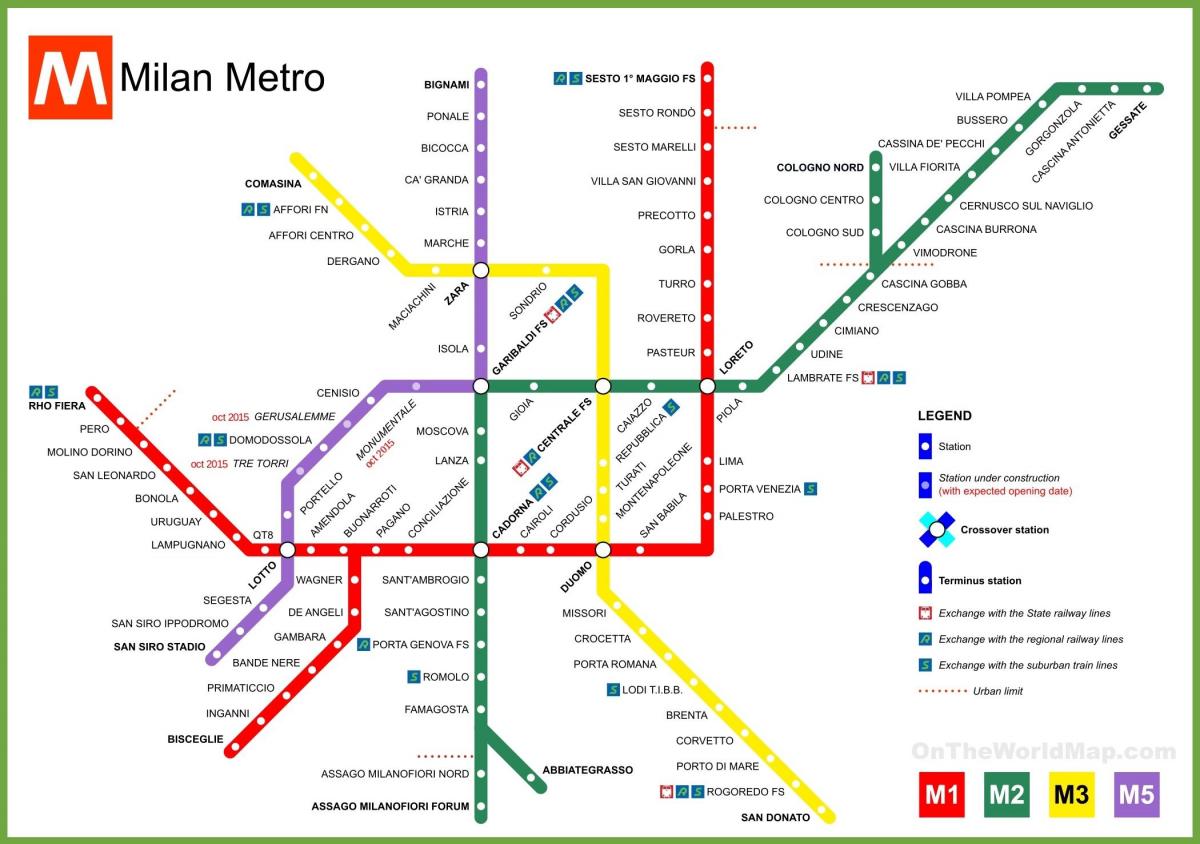 milano χάρτης του μετρό